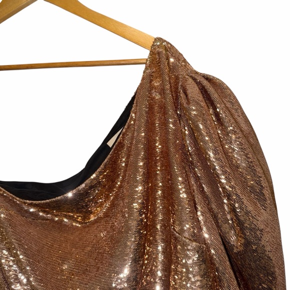 Alexandre Vauthier Gold Sequin One-Shoulder Mini Dress FR42 US10 Cocktail Party - Picture 5 of 14